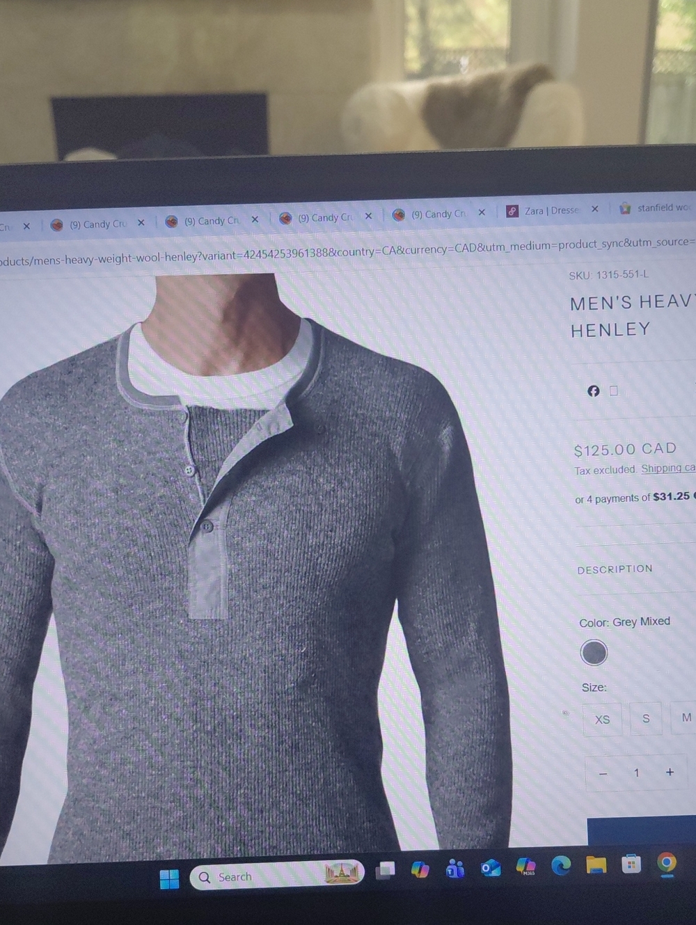 Men's Grey Mixed Henley Sweater